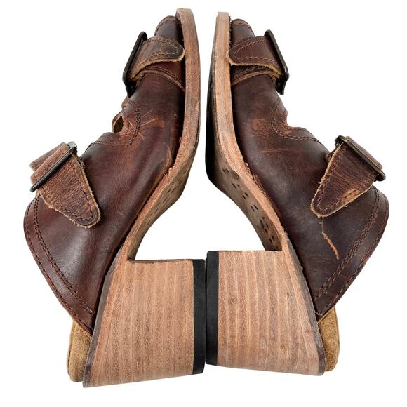 Freebird Caprice Sandals Brown 5 Leather 2.5" Block Heel - Picture 3 of 10